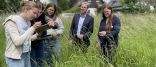 Citizen Science Workshop - Gruppe auf einer Wiese, die zusammen arbeitet