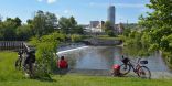 Saaleufer in Jena (Stockfoto)