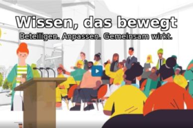 Das Erklärvideo Cover zeigt eine Bürger*innenversammlung