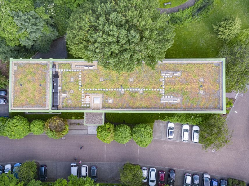Extensive Dachbegrünung der Müllverbrennungsanlage GMVA in Oberhausen