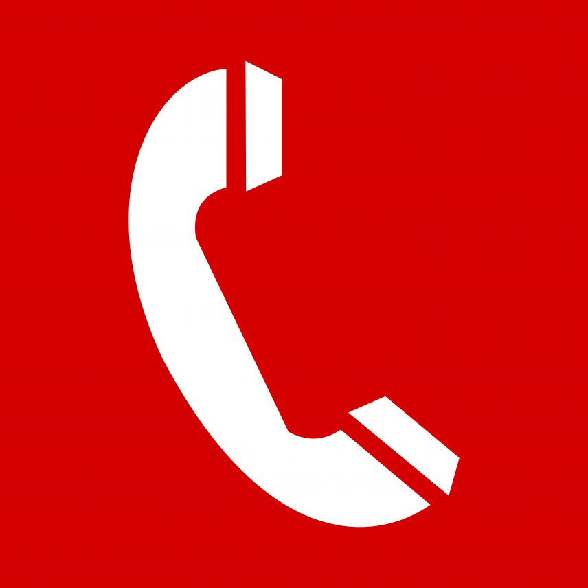 Notrufsymbol (lizenziertes Stockfoto) Notrufsymbol mit weißen Telefonhörer auf rotem Hintergrund