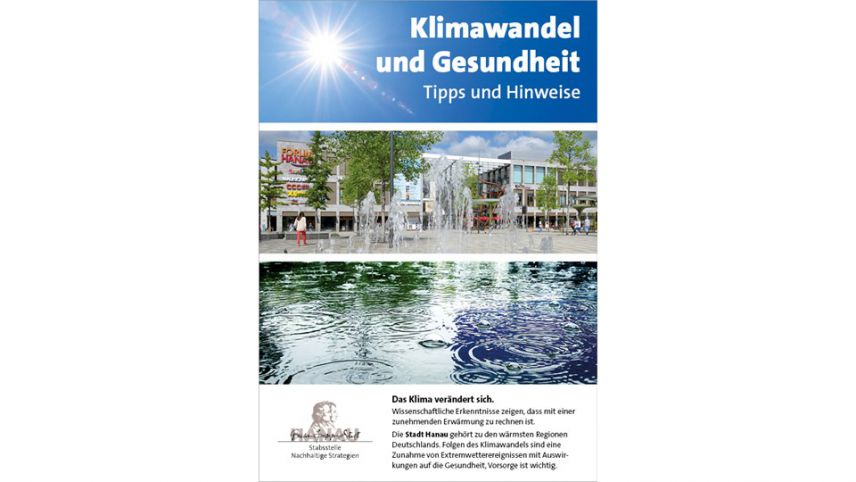 Titelblatt Informationsbroschüre &quot;Klimawandel und Gesundheit&quot; (Stadt Hanau)