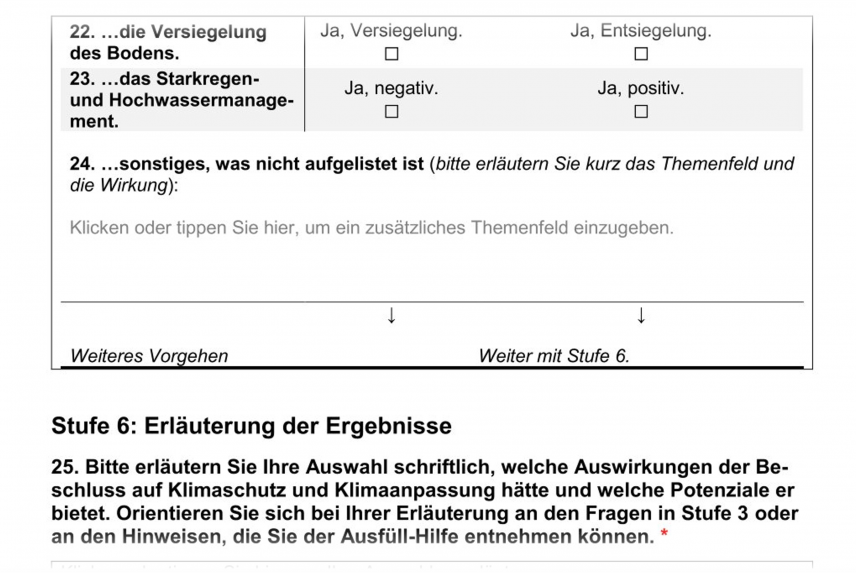 Fragebogen Klimarelevanzprüfung (Seite 4; Stadt Offenbach a. M.) Fragebogen Klimarelevanzprüfung (Seite 4; Stadt Offenbach a. M.)