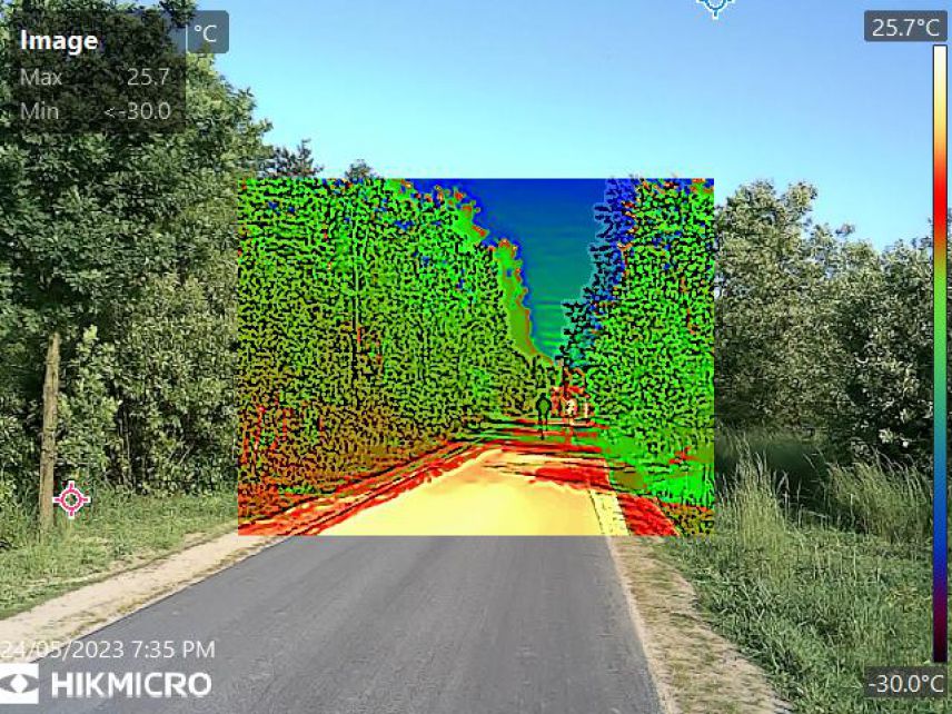 Aufnahme mit Handthermalkamera (zur gleichen Zeit) 