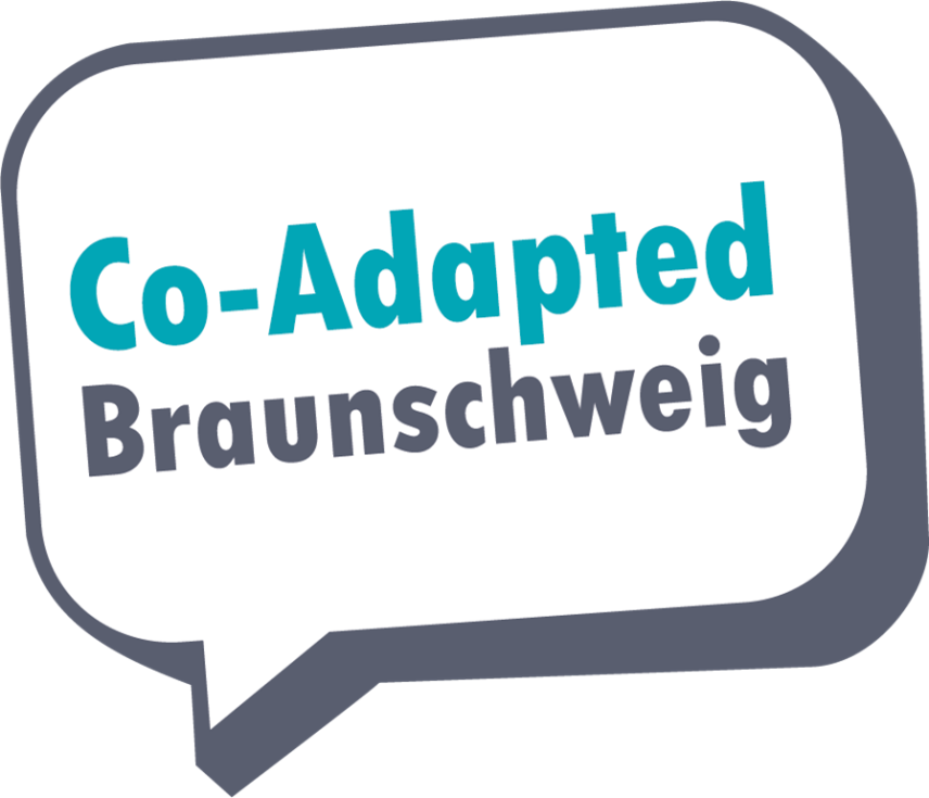 Zu sehen ist das Logo von Co-Adapted Braunschweig. Es ist eine Sprechblase.